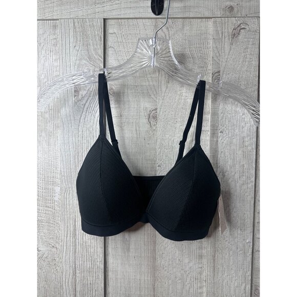 Lightly Lined Adjustable Strap Plunge Bralette Small Black By Auden - Picture 1 of 6